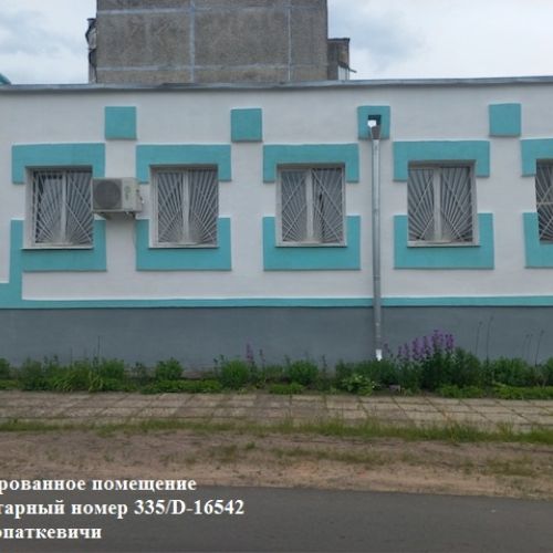 Изолированное помещение с инв. №335/D-16542 общей площадью 283,4 кв.м., расположенное по адресу: Гомельская обл., Петриковский р-н, Копаткевичский с/с, г.п. Копаткевичи, ул. Фрунзе М.В., 3А-2