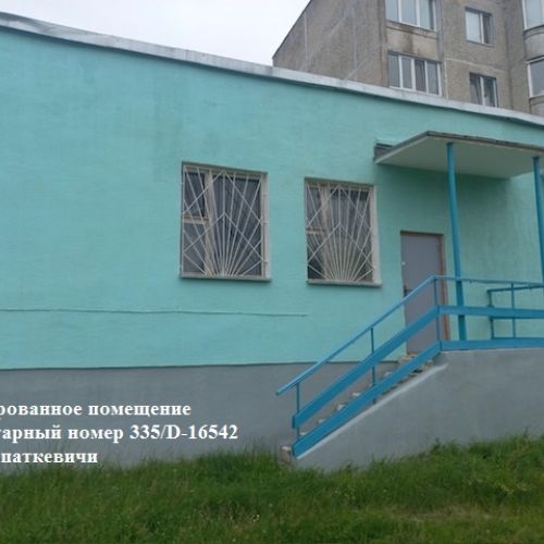 Изолированное помещение с инв. №335/D-16542 общей площадью 283,4 кв.м., расположенное по адресу: Гомельская обл., Петриковский р-н, Копаткевичский с/с, г.п. Копаткевичи, ул. Фрунзе М.В., 3А-2