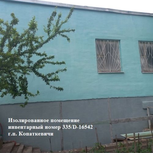Изолированное помещение с инв. №335/D-16542 общей площадью 283,4 кв.м., расположенное по адресу: Гомельская обл., Петриковский р-н, Копаткевичский с/с, г.п. Копаткевичи, ул. Фрунзе М.В., 3А-2